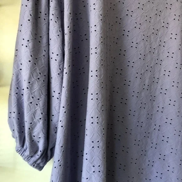 Ava & Viv Puff Sleeve Eyelet Knit Blouse | 4X - Picture 5 of 7